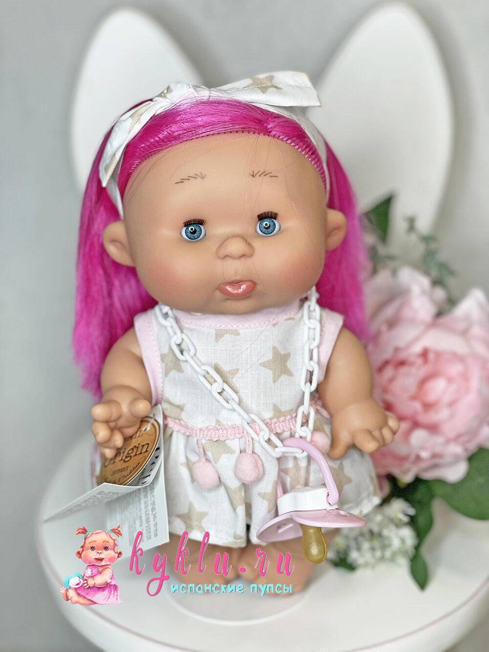 Ванильный пупс девочка с розовыми волосами от Nines d Onil