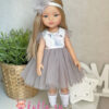 Кукла Маника 34 см в сером платье с зайчиком