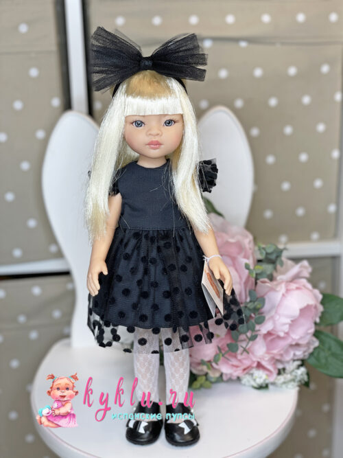Кукла Маника с платиновыми волосами NEW в черном платье