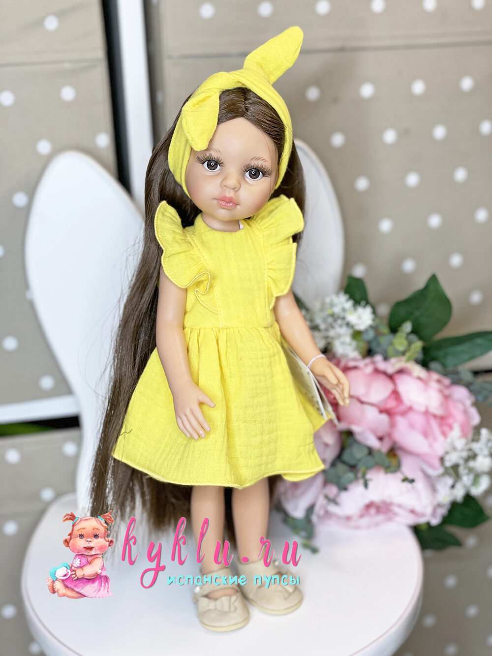 Кукла Кэрол рапунцель в желтом платье из муслина