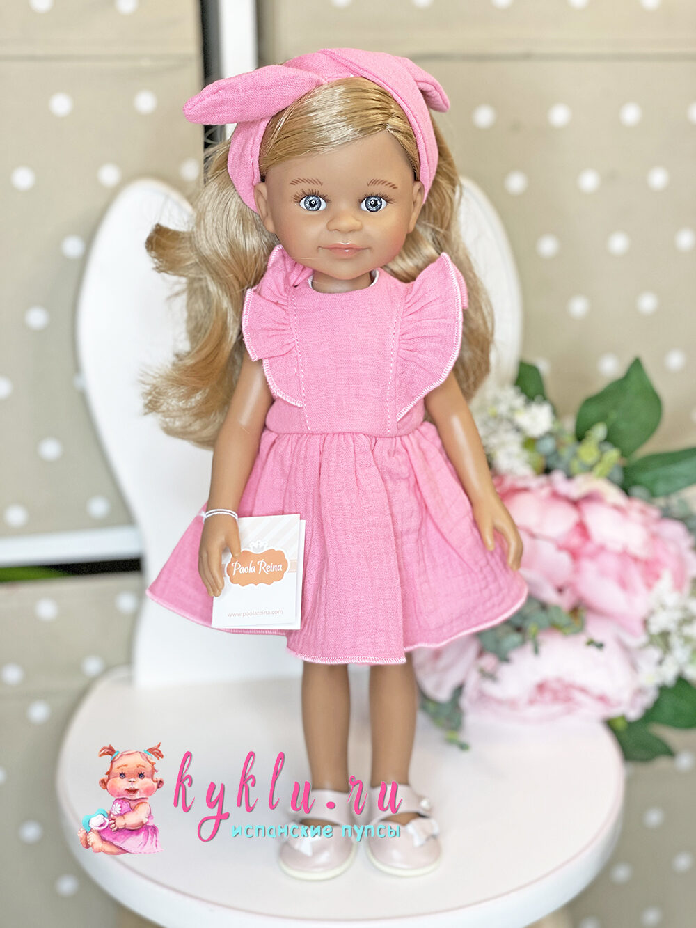 Кукла Клео Ирис в розовом платье из муслина