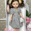 Кукла Фаби в сером платье с двумя бантами, 32 см